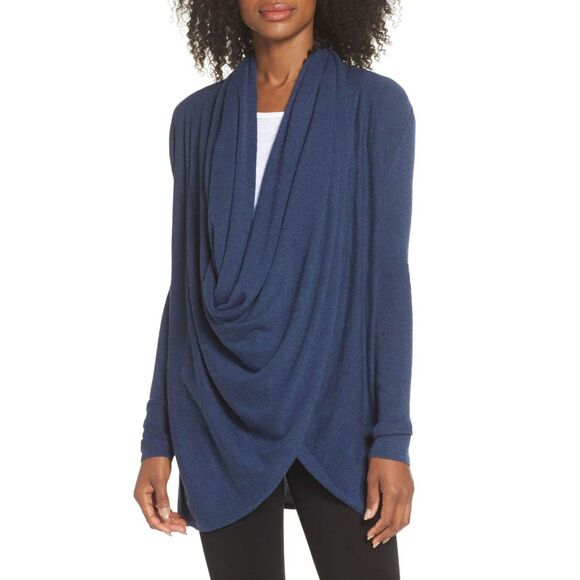 Nordstrom Lingerie Long Wrap Cardigan Burgundy / Wine / Maroon - Picture 3 of 12